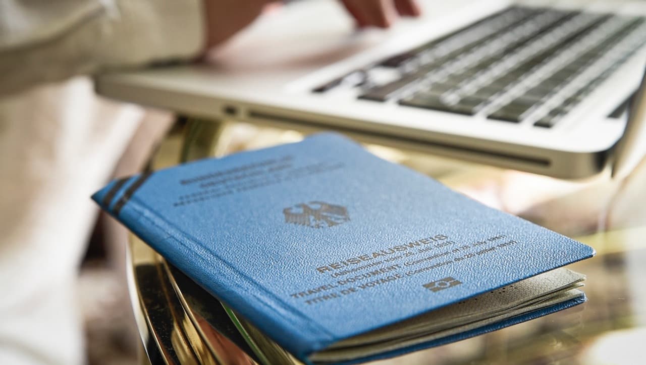 Blue Passport on table