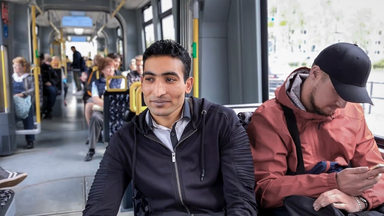 Young men on a bus